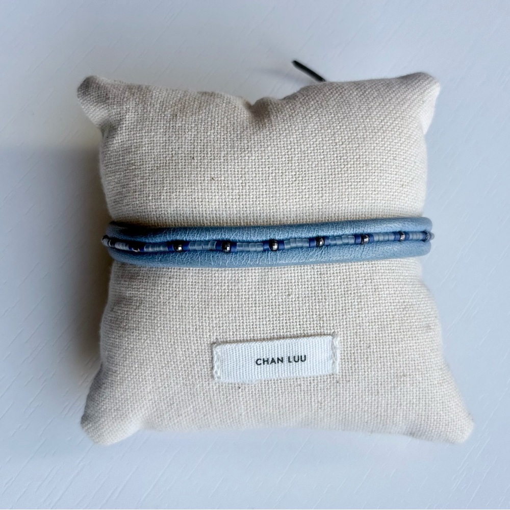 Chan Luu Blue Leather Beaded Bracelet